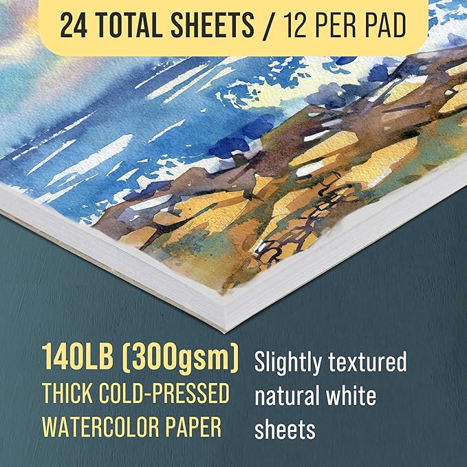 U.S. Art Supply 11" x 14" Premium Heavyweight Watercolor Paper Pad, 140lb - Image 3