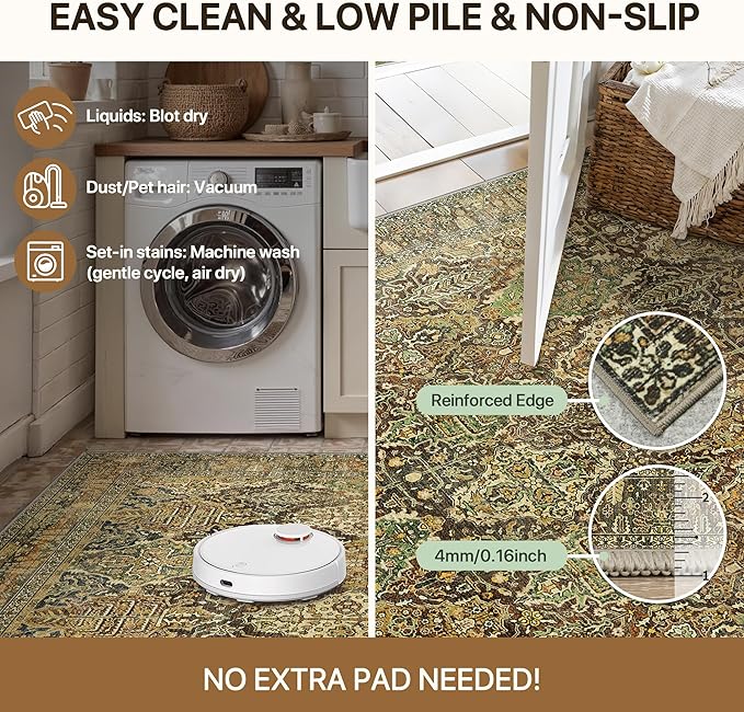 GENIMO 6x9 Area Rugs for Living Room, Machine Washable Low Pile Rugs, Chenille - Image 7