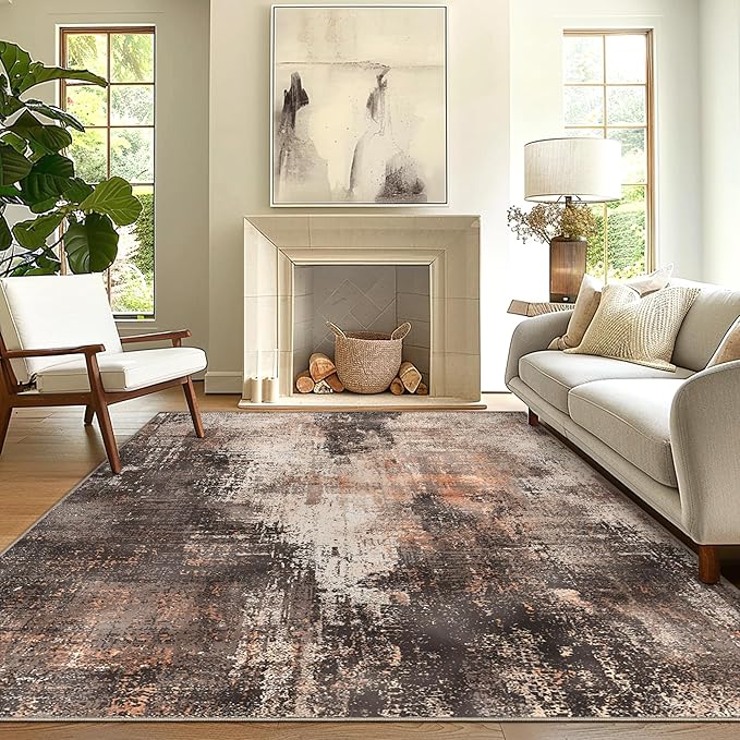 GENIMO Washable Area Rugs for Living Room, 9x12 Vintage Non Slip Rugs, Low Pile by GENIMO