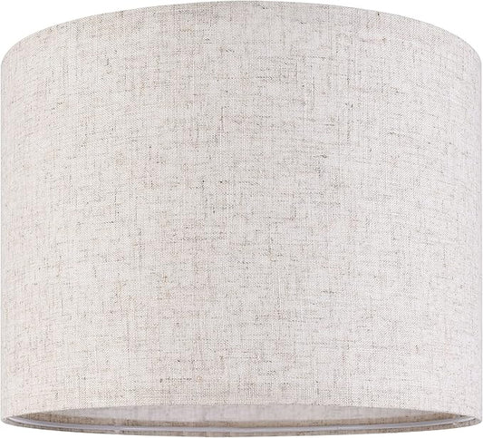 GO&SO Natural Linen Medium Drum Lamp Shades 13" Top x 13" Bottom x 10" High by GOSO
