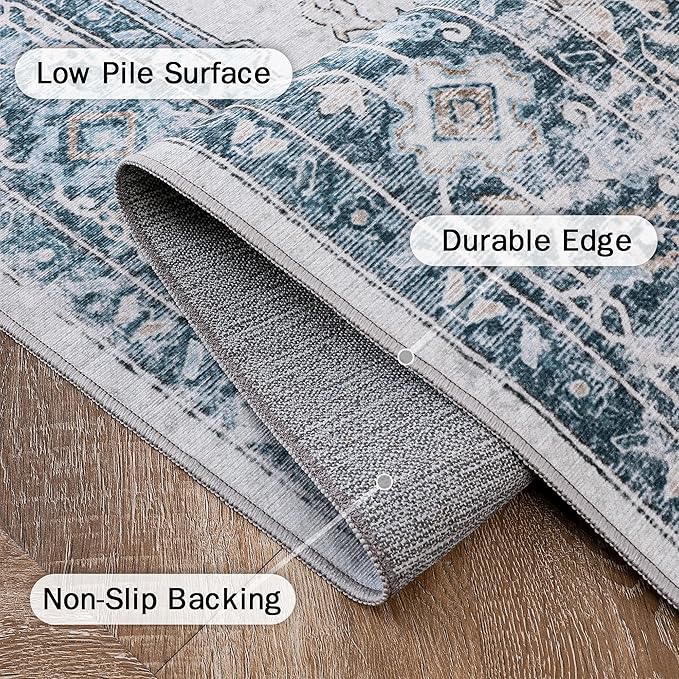 GENIMO 4x6 Area Rugs for Living Room, Machine Washable Rug, Non Slip Vintage - Image 5